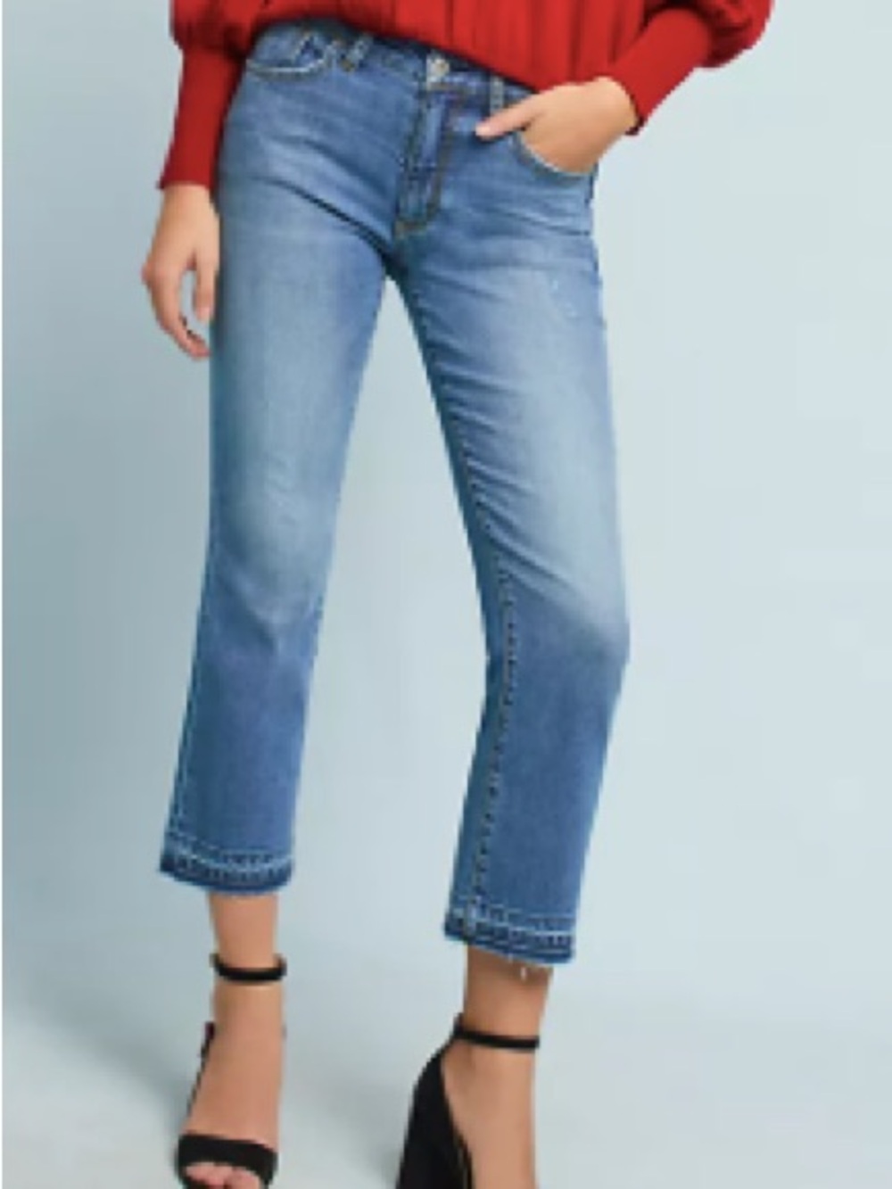 Pilcro &The Letterpress Anthropologie Hi-Rise Crop Flare Jean.